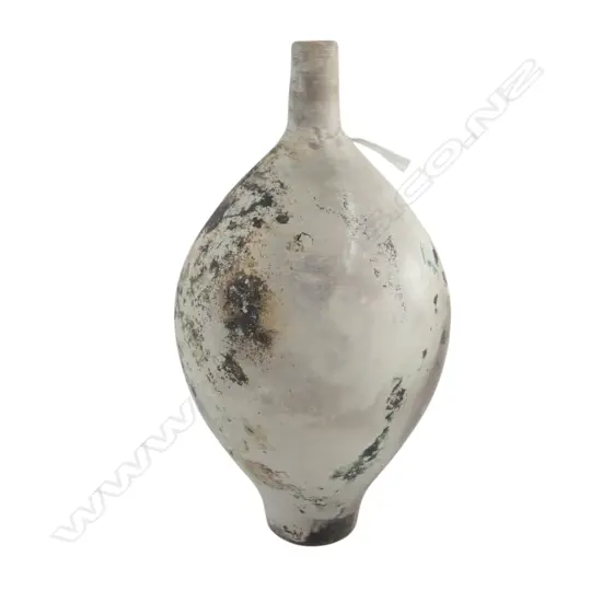 Graham Ambrose 'Pit Fired Tear Drop Orb' ceramic vase. Repair to neck. H.150mm. See biographical details on previous lot