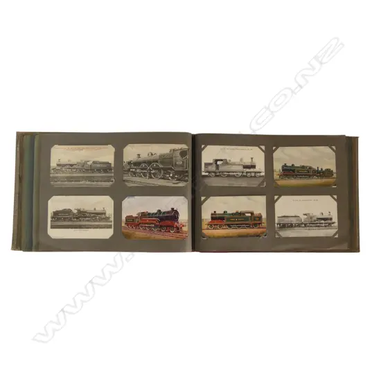ANTIQUE ALBUM OF RAILWAY POSTCARDS 260x380mm
