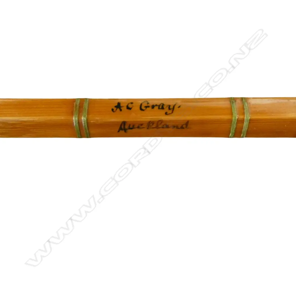2 VINTAGE FISHING RODS ; SPLIT CANE FLY ROD, AC GRAY AUCKLAND & SWEDISH ABU SPINNING ROD Image 1++