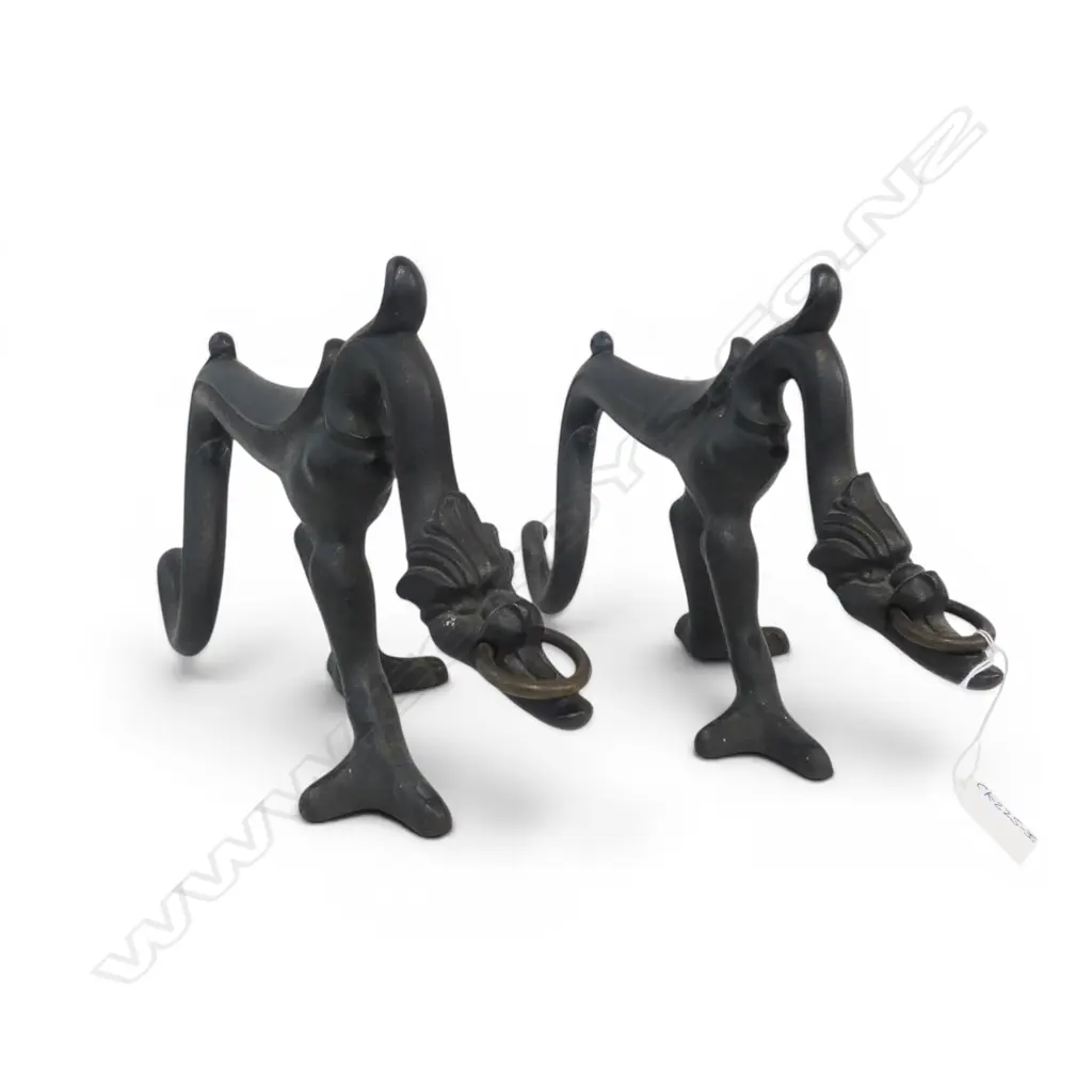 PR HEAVY CAST IRON FIRE DOGS H.220mm Image 1++