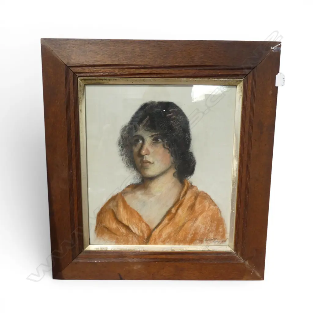 PASTEL PORTRAIT OF A WOMAN, SIGNED & DATED 1901 455x405mm Image 1++