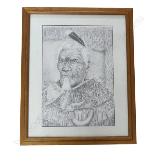 KARL SIM AFTER GOLDIE 'MAHI POKI ORAKEI' PENCIL ON PAPER 400x285mm