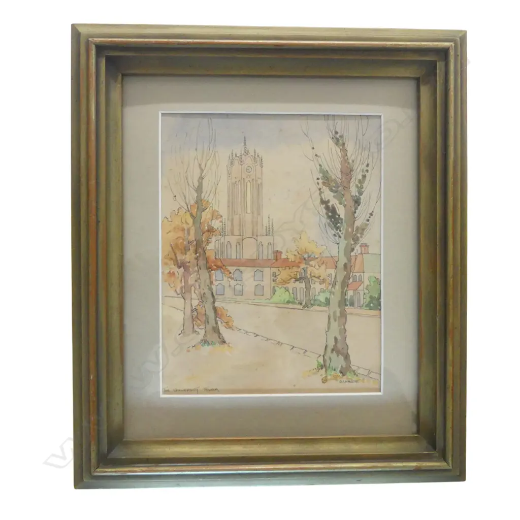 BESSIE CHRISTIE, 'THE UNIVERSITY TOWER', WATERCOLOUR, SIGNED AND TITLED, 225 X 170MM Image 1++