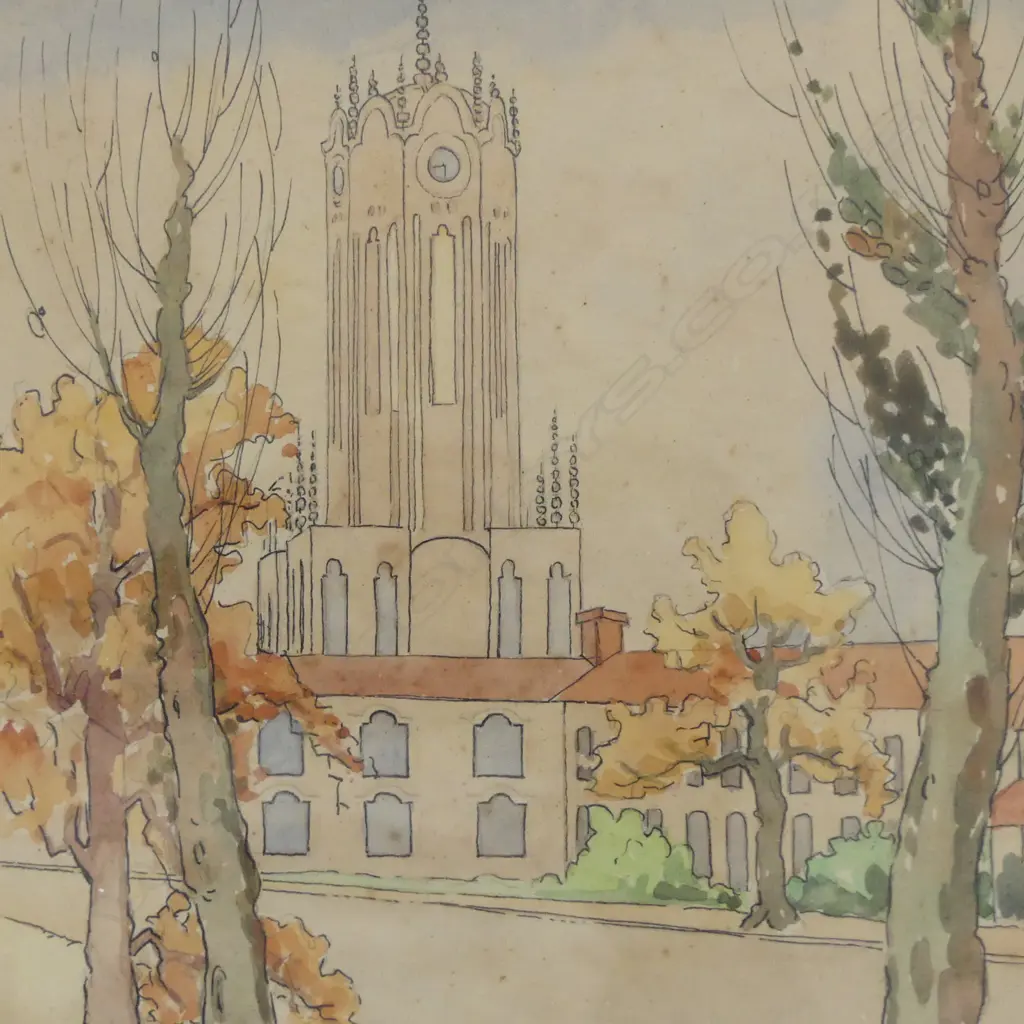 BESSIE CHRISTIE, 'THE UNIVERSITY TOWER', WATERCOLOUR, SIGNED AND TITLED, 225 X 170MM Image 1++