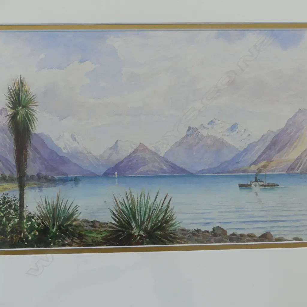 THOMAS DARBY RYAN, LAKE WAKATIPU, WATERCOLOUR, 190 X 300mm Image 1++