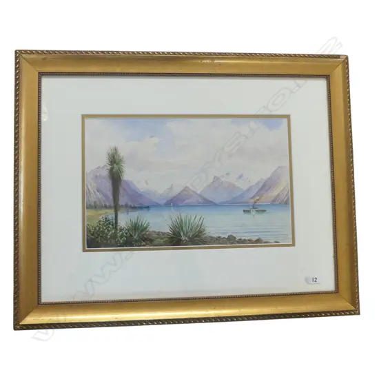 THOMAS DARBY RYAN, LAKE WAKATIPU, WATERCOLOUR, 190 X 300mm