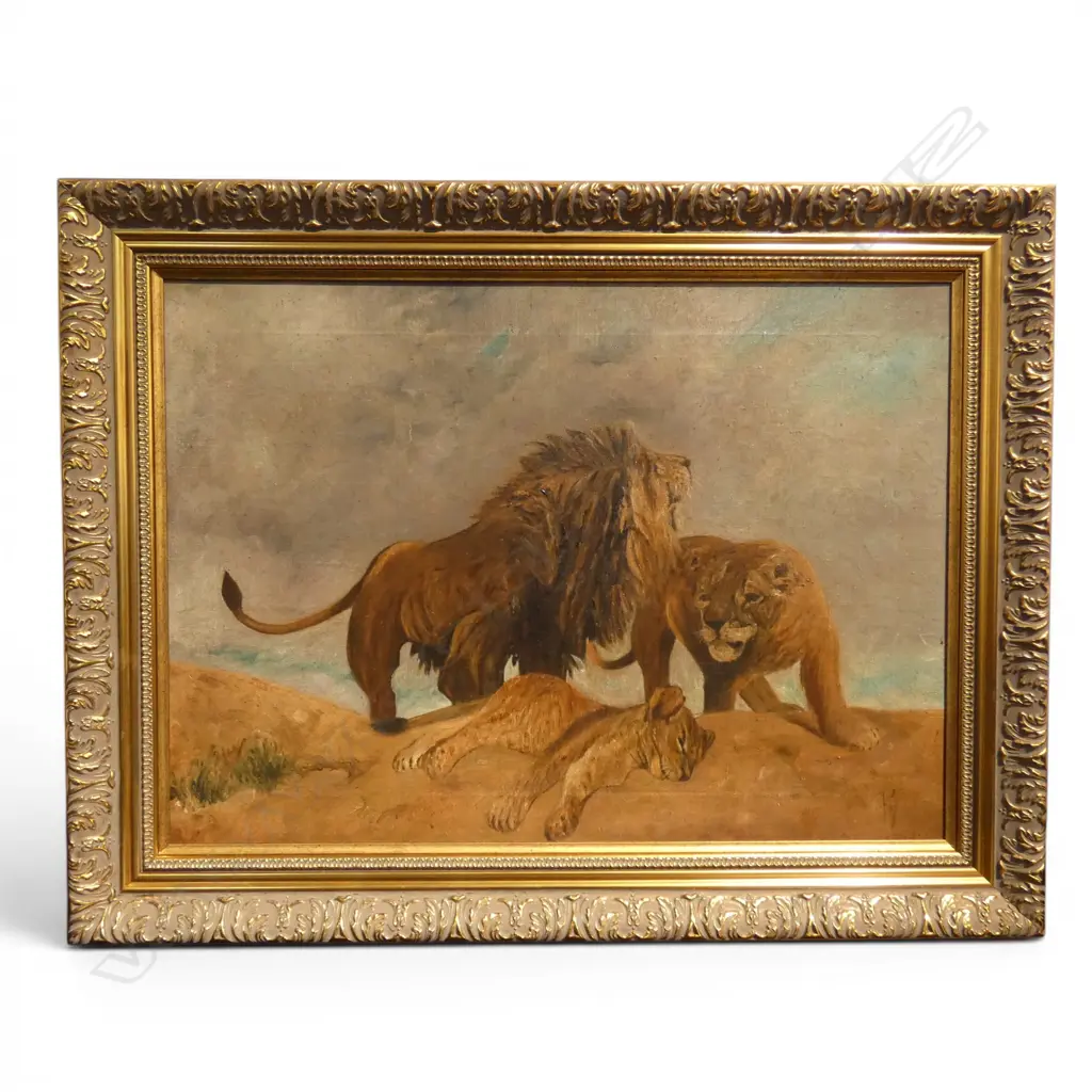 ARTIST UNKNOWN, DEATH OF THE CUB, OIL ON BOARD, 385x540mm Image 1++