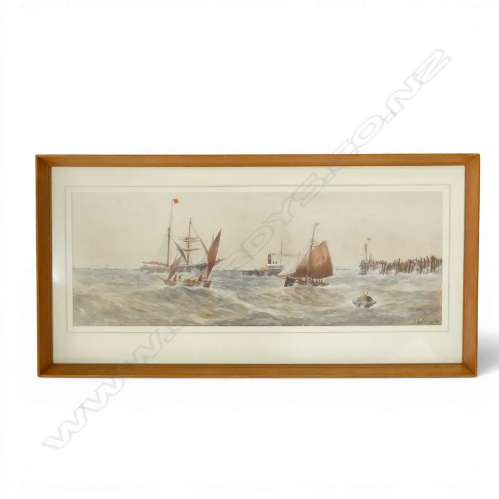 M E ADAMS, BOATS IN CHOPPY SEAS, WATERCOLOUR, SIGNED AND DATED 1900?, 265 x 735mm  Image 1++