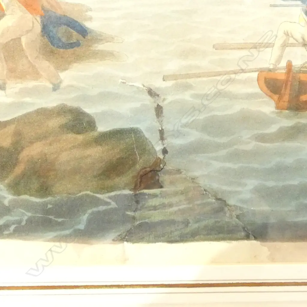 JAMES CLEVELEY, THE DEATH OF CAPTAIN COOK, HANDCOLOURED AQUATINT, 430 X 585MM (SOME TEARS)  Image 1++