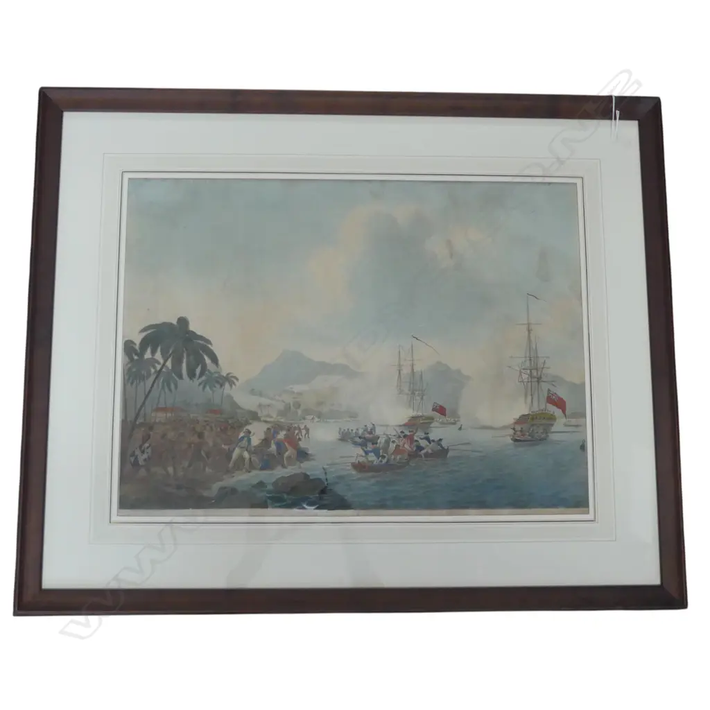 JAMES CLEVELEY, THE DEATH OF CAPTAIN COOK, HANDCOLOURED AQUATINT, 430 X 585MM (SOME TEARS)  Image 1++