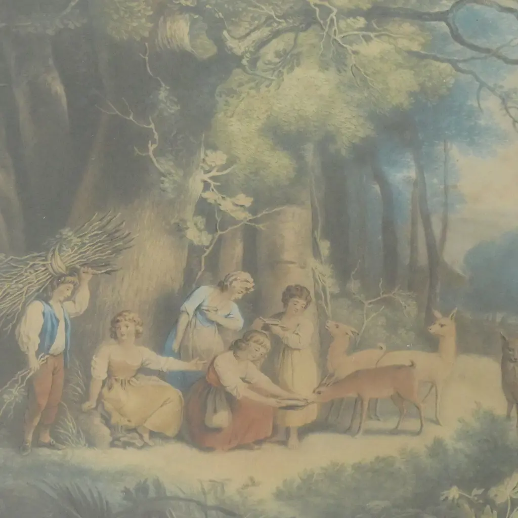 ANTIQUE LANDSCAPE PRINT IN GILT FRAME 455x650mm Image 1++