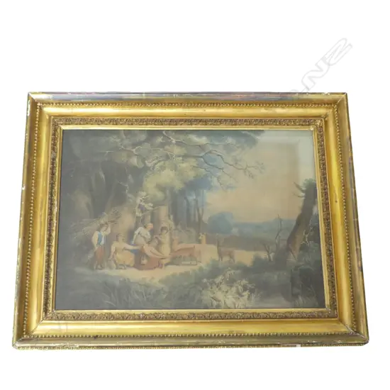 ANTIQUE LANDSCAPE PRINT IN GILT FRAME 455x650mm