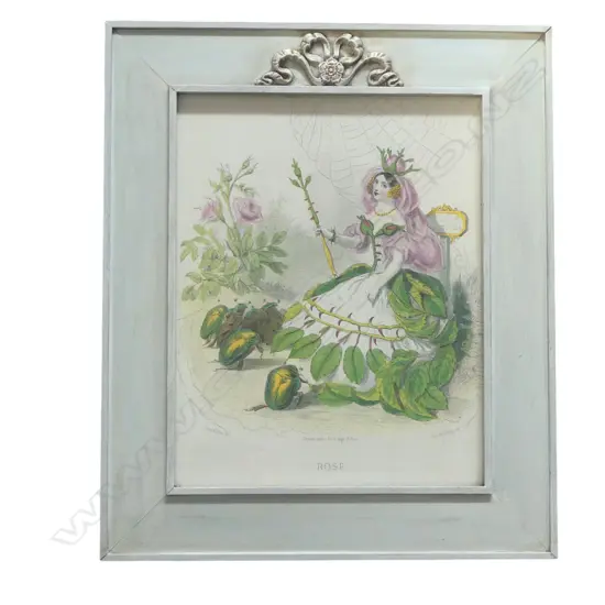 " THE ANIMATED FLOWERS" 1867 FRAMED FRENCH PRINT BY CHARLES GEOFFROY, 360 X 270mm