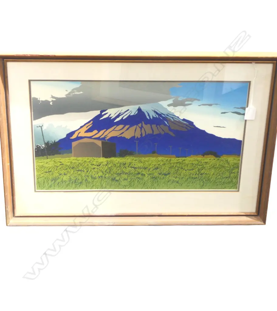 MARIANNE MUGGERIDGE (b. NZ 1952) MOUNT TARANAKI. SCREEN PRINT 285x495mm. SIGNED Image 1++