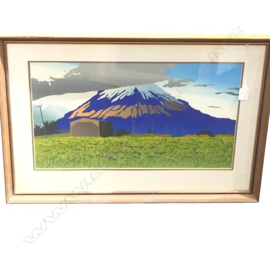 MARIANNE MUGGERIDGE (b. NZ 1952) MOUNT TARANAKI. SCREEN PRINT 285x495mm. SIGNED