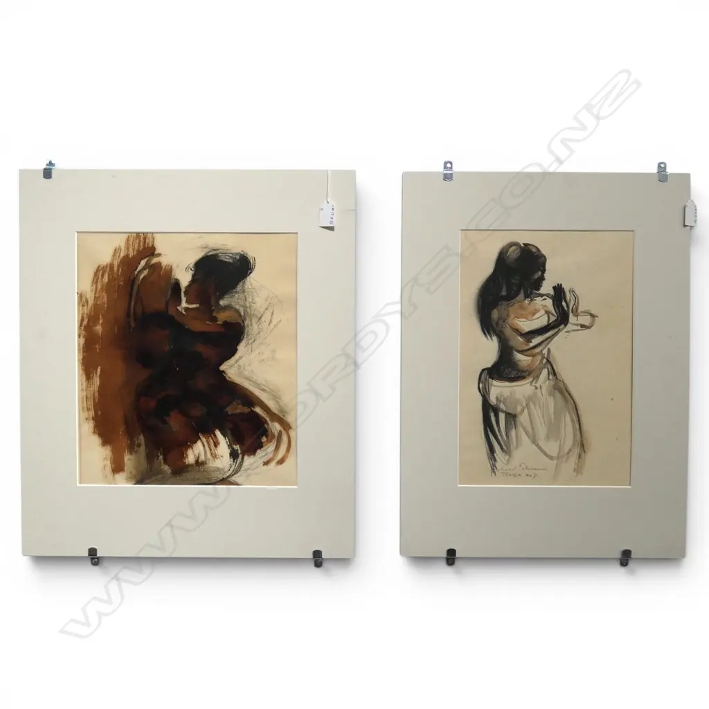 BERNHARD PETERSEN, TONGAN WOMEN (2), WATERCOLOUR, SIGNED AND DATED 67, 355 X 235MM Image 1++