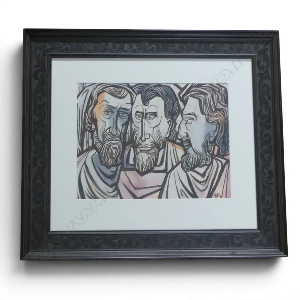 TOM ESPLIN, THREE APOSTLES, WATERCOLOUR AND INK, SIGNED, 285 X 370mm Image 1++
