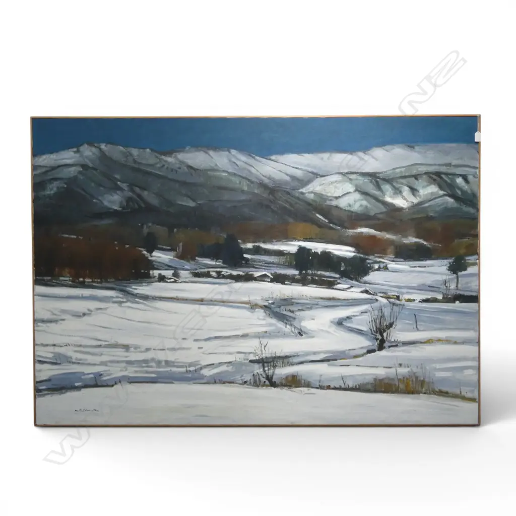 LI JINGSHU (KOREAN) 'SNOW COUNTRY' OIL ON CANVAS 1993 1115x1610mm Image 1++