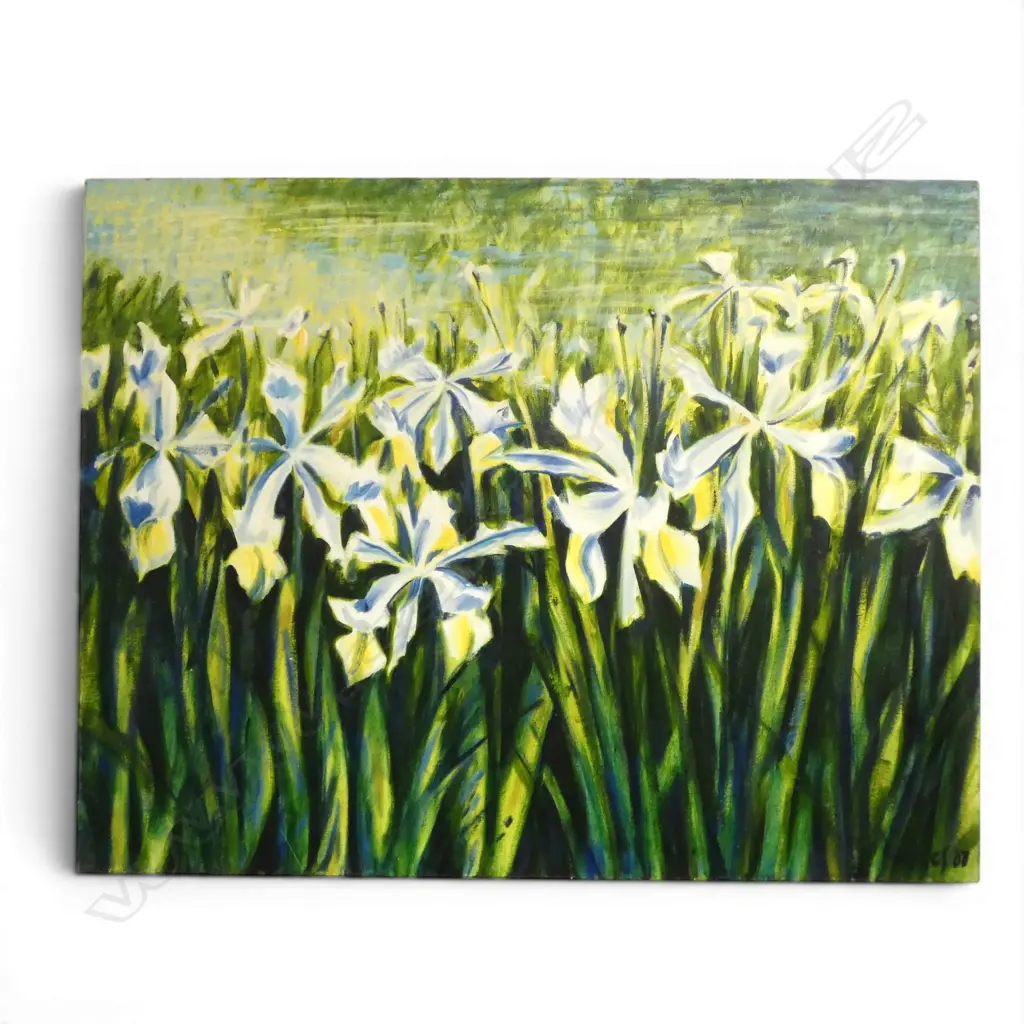 ROGER STAPLES, 'FIELD OF IRISES' 2000, OIL ON CANVAS, 710 x 920mm Image 1++