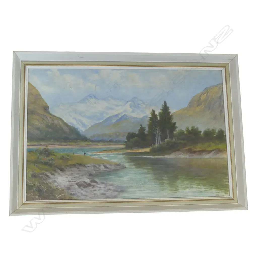 FRANK BROOKE-SMITH, ANGLING IN THE SOUTHERN ALPS 1928, PASTEL, 380 X 580mm Image 1++