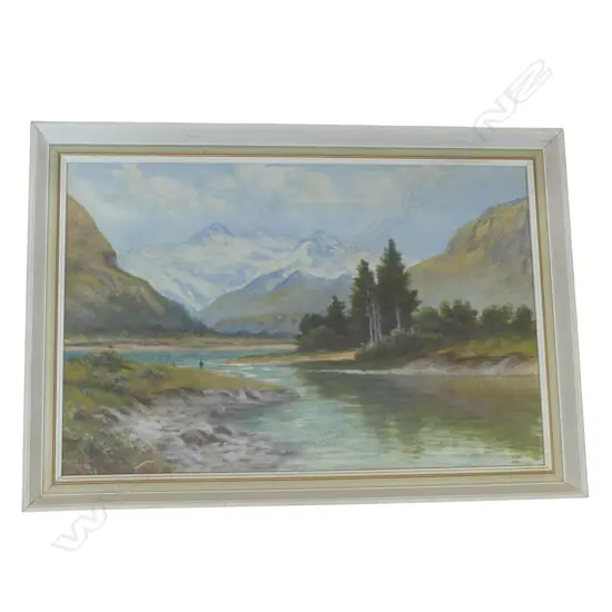 FRANK BROOKE-SMITH, ANGLING IN THE SOUTHERN ALPS 1928, PASTEL, 380 X 580mm