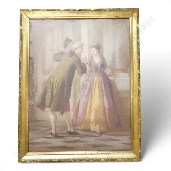 PRINT IN GOLD FRAME - 18thC COUPLE 660x500mm AF