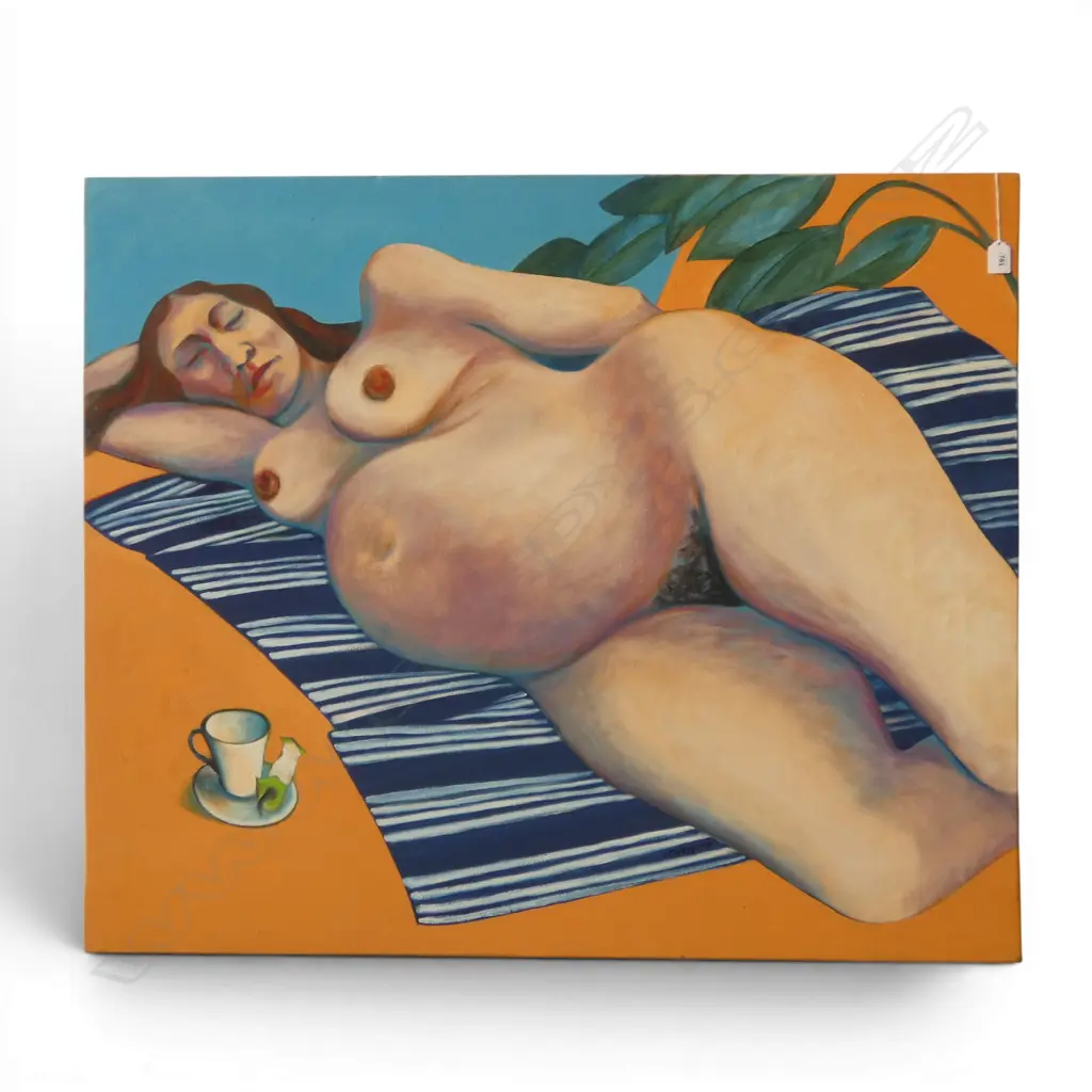 ROGER STAPLES,  'PREGNANT NUDE', OIL ON CANVAS, 880 X 1140mm Image 1++