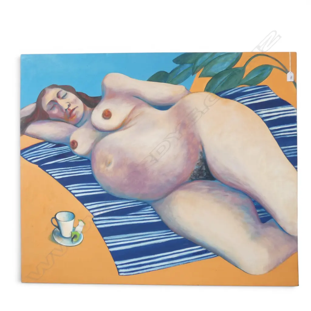 ROGER STAPLES,  'PREGNANT NUDE', OIL ON CANVAS, 880 X 1140mm Image 1++