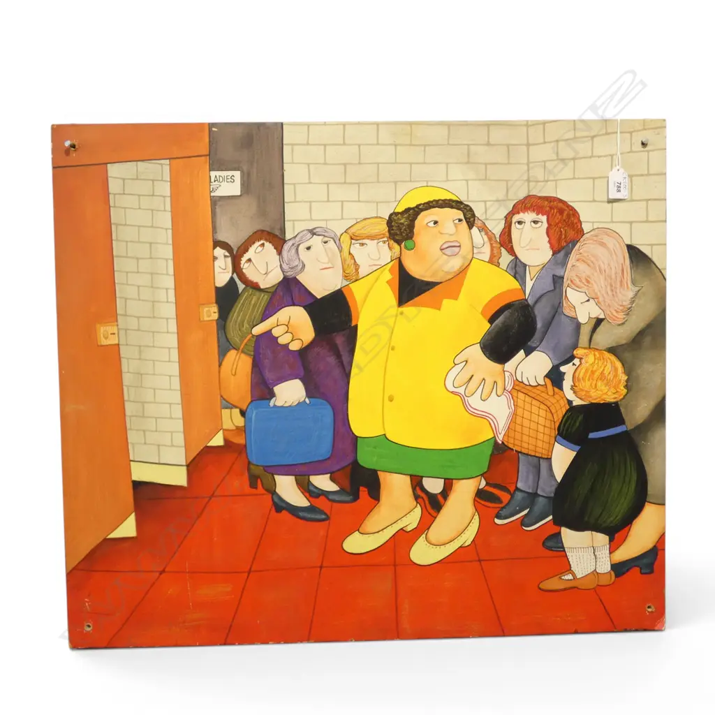 BERYL COOK STYLE PAINTING 'LADIES TOILET WALL' 600x700mm Image 1++