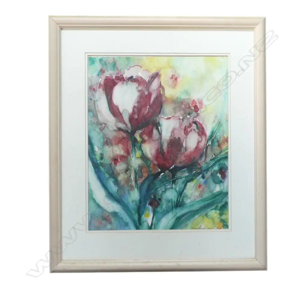 BARBARA VON SEIDA, RED TULIPS, WATERCOLOUR, 480x390mm Image 1++