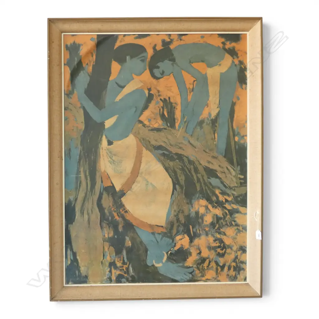 NARAYAN SHRIDHAR BENDRE 'ORANGE FLOWERS' PRINT 970x710mm Image 1++