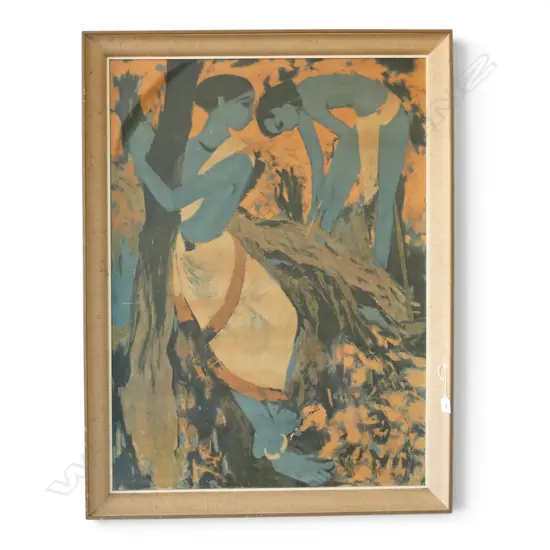 NARAYAN SHRIDHAR BENDRE 'ORANGE FLOWERS' PRINT 970x710mm