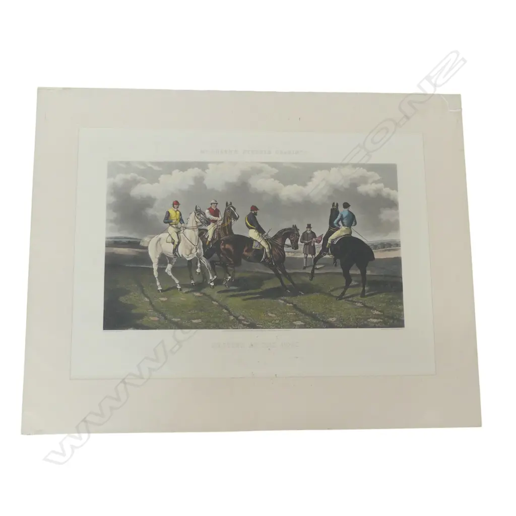 AFTER BEN HERRING, 'RESTIVE AT THE POST, HANDCOLOURED ENGRAVING, 470 X 700mm Image 1++