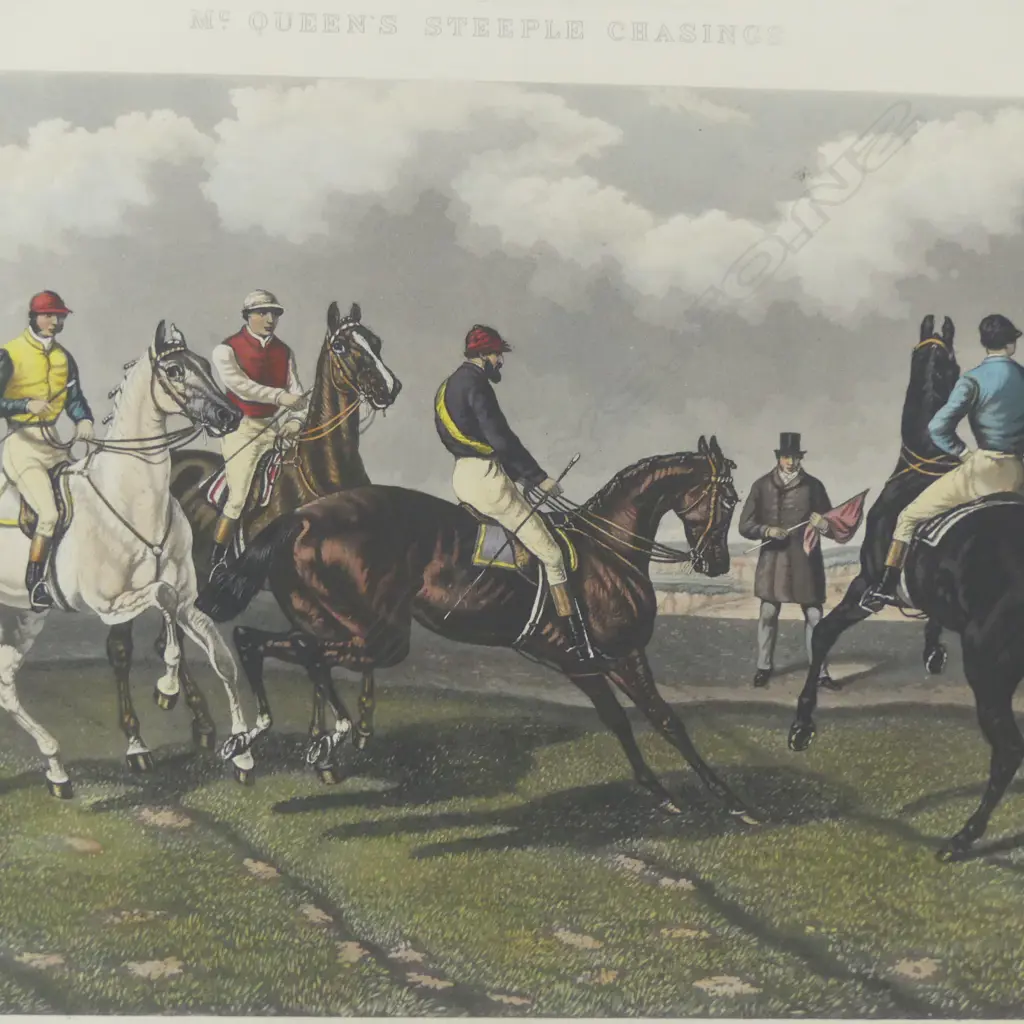 AFTER BEN HERRING, 'RESTIVE AT THE POST, HANDCOLOURED ENGRAVING, 470 X 700mm Image 1++