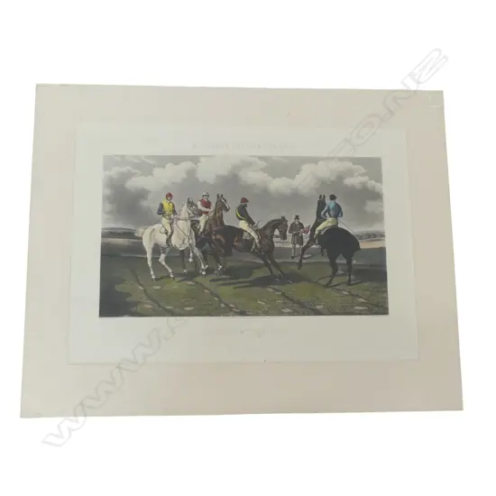 AFTER BEN HERRING, 'RESTIVE AT THE POST, HANDCOLOURED ENGRAVING, 470 X 700mm