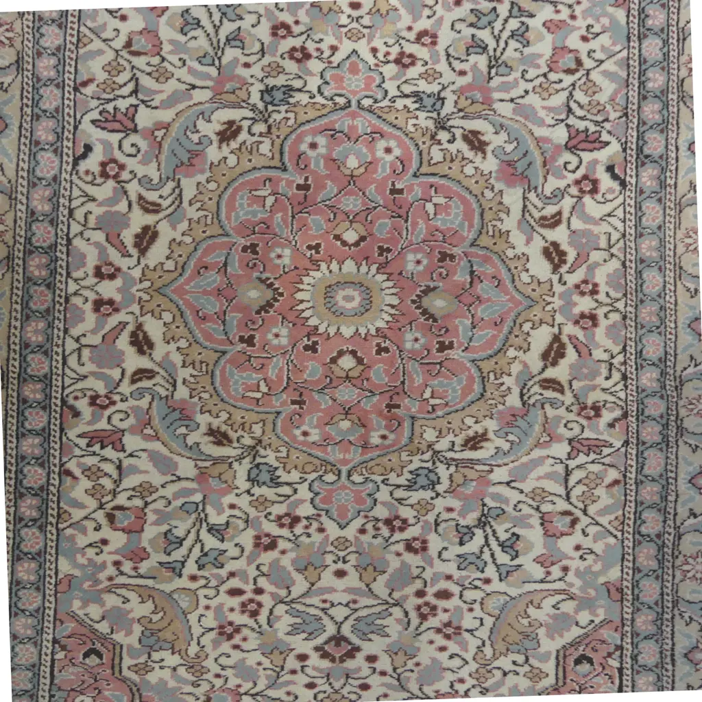 PERSIAN HAND KNOTTED TOWN RUG wool on cotton SOFT PINK & PALE TONES 1800 X 1200mm Image 1++