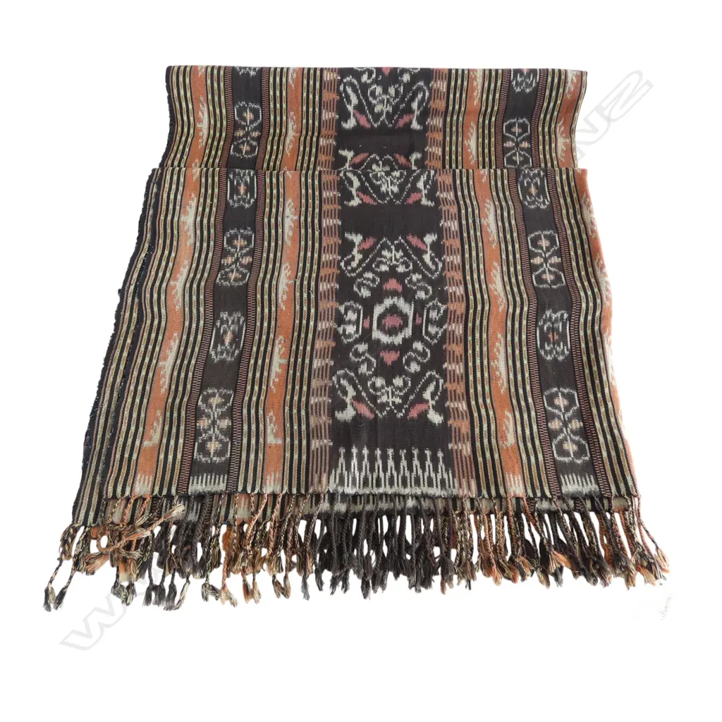 LRG OLD INDONESIAN WARP IKAT, L.2300mm x 1150mm Image 1++