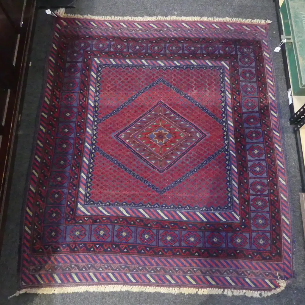 HAND KNOTTED ALL WOOL RUG 1400x1200mm Image 1++