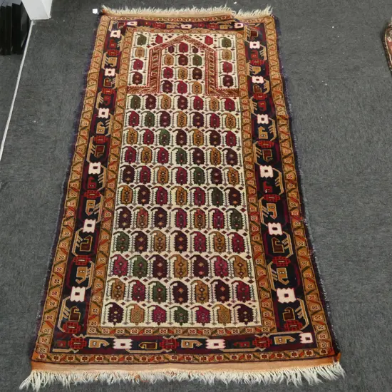 HAND KNOTTED ALL WOOL PRAYER RUG - BOTEH DESIGN 1600x980mm