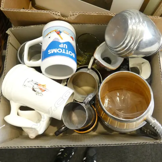 BOX LOT MIXED BEER MUGS 