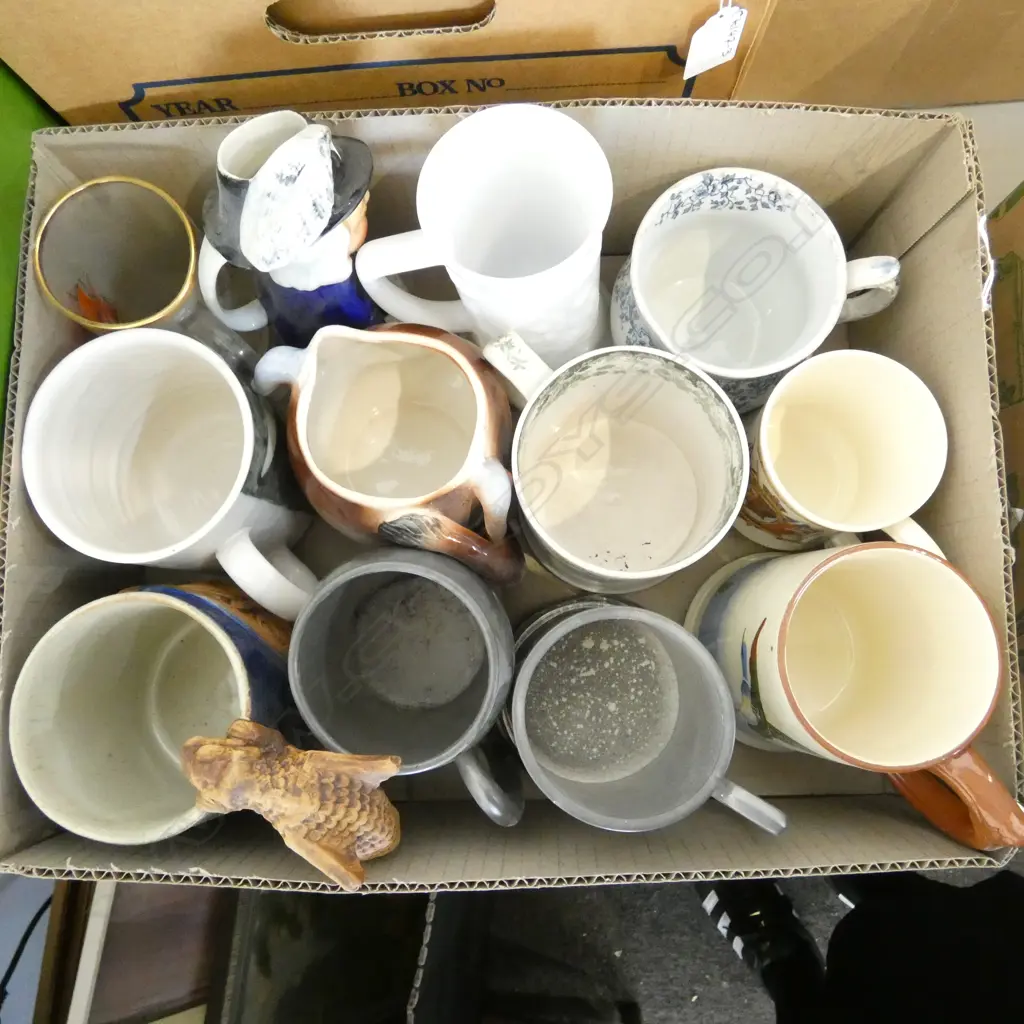 12 ASSORTED CHINA GLASS ETC BEER MUGS Image 1++
