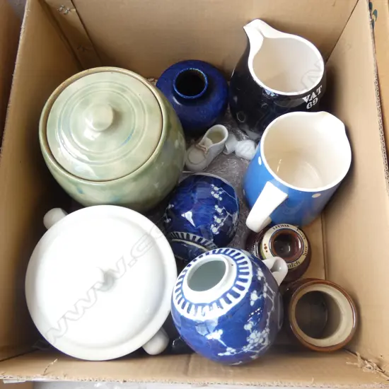 TEMUKA STORAGE JAR, 2 GINGER JARS lid missing, JUGS, etc