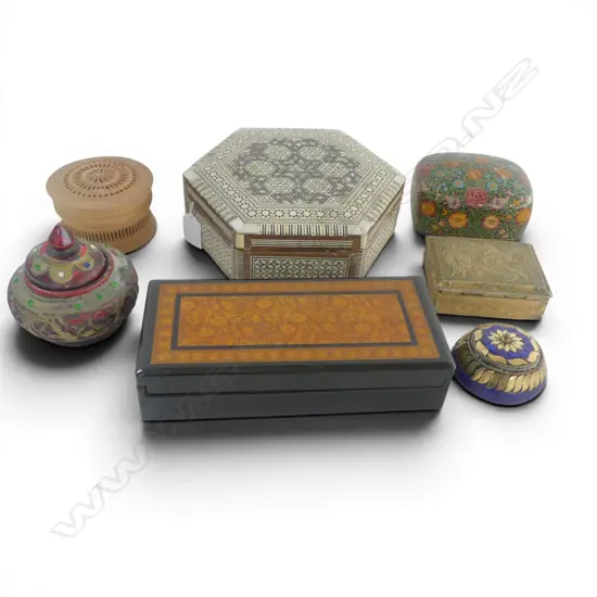 7 ASST. DECORATIVE BOXES largest W.220mm
