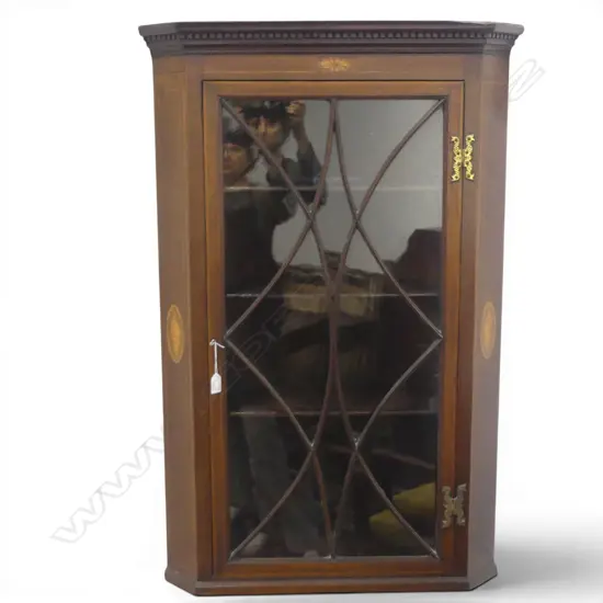 EDWARDIAN SHERATON REVIVAL GLAZED CORNER CABINET 500x500x1070mm