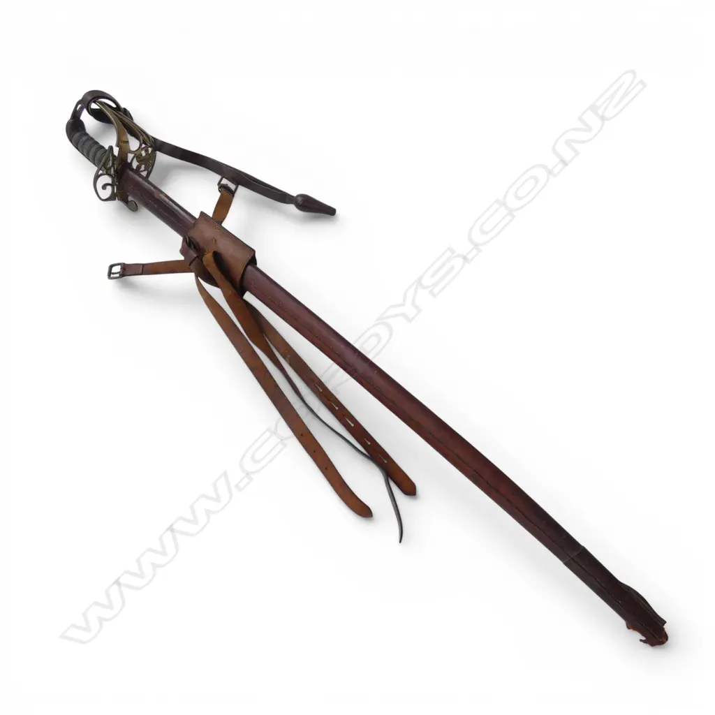 REEVES & Co. CAVALRY SWORD w. LEATHER SHEATH L.960mm Image 1++