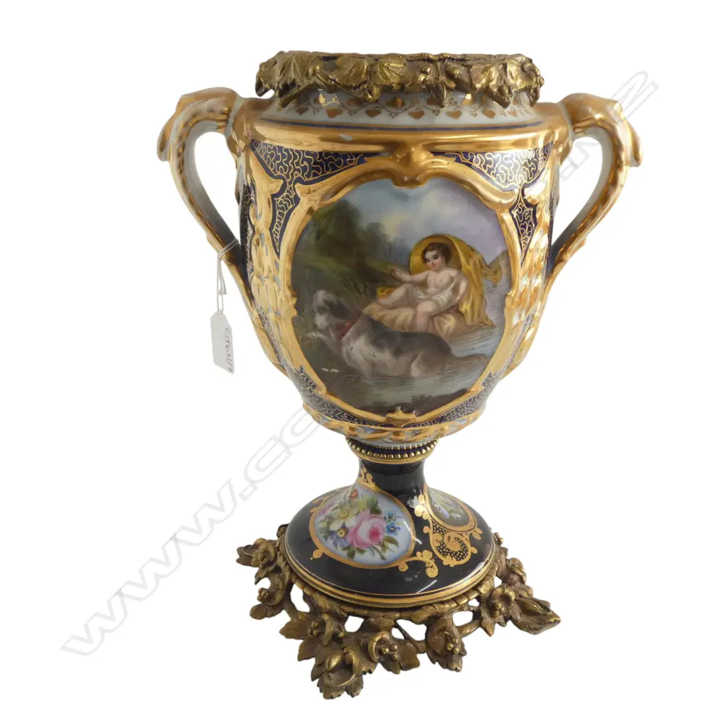 ANTIQUE SEVRES STYLE PORCELAIN VASE H.325mm Image 1++