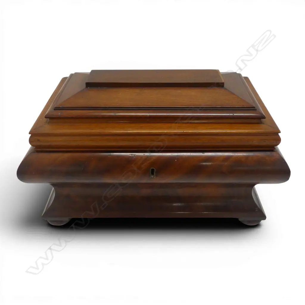 ANTIQUE MAHOGANY TEA CADDY W.380mm Image 1++