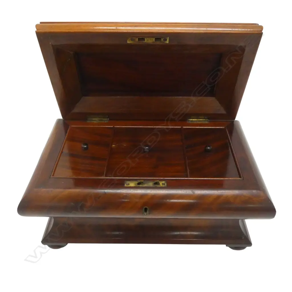 ANTIQUE MAHOGANY TEA CADDY W.380mm Image 1++