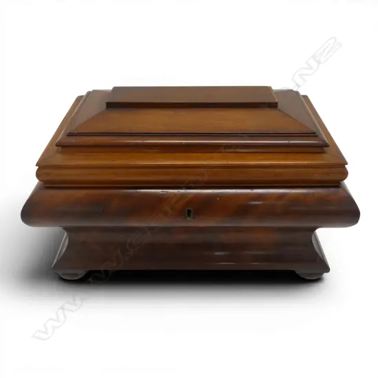 ANTIQUE MAHOGANY TEA CADDY W.380mm