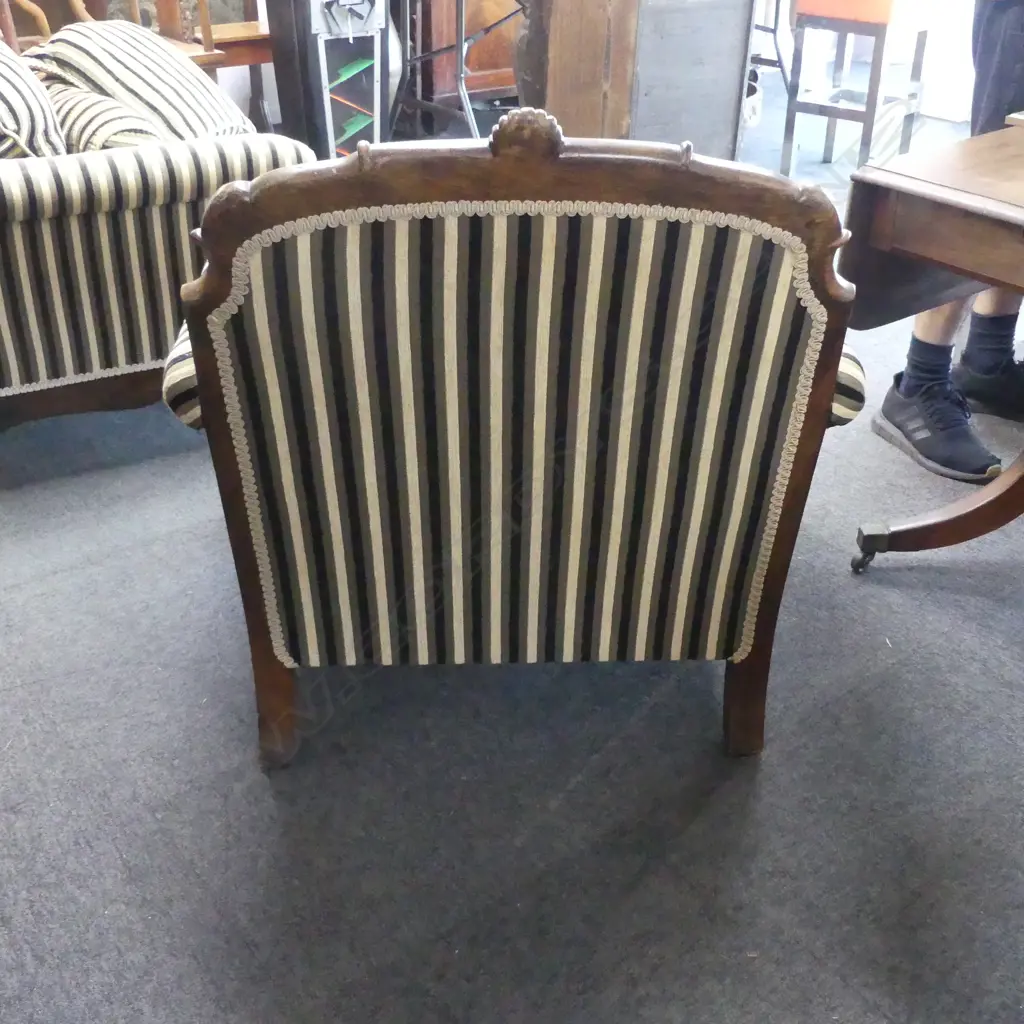 PR ARMCHAIRS, STRIPED VELVET UPHOLSTERY Image 1++